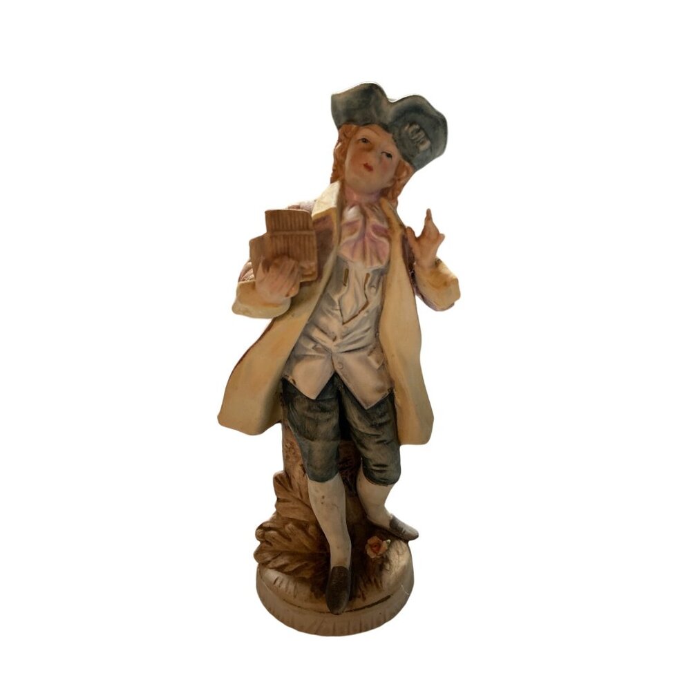Vintage Arnart Creation Figurine Boy Books Rococo Colonial Porcelain Hand Paint